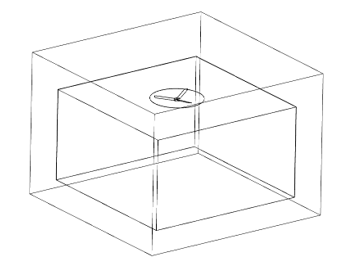 Simulation domain for the ceiling fan air delivery study
