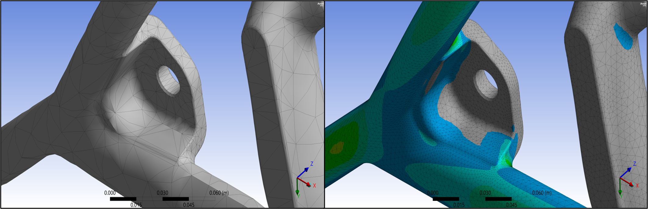 Geometry based adaptivity applied to a model, showing the refined mesh