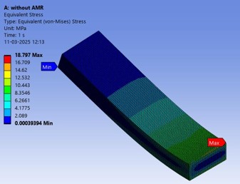Equivalent von-Mises stress result on a bracket without adaptive mesh refinement