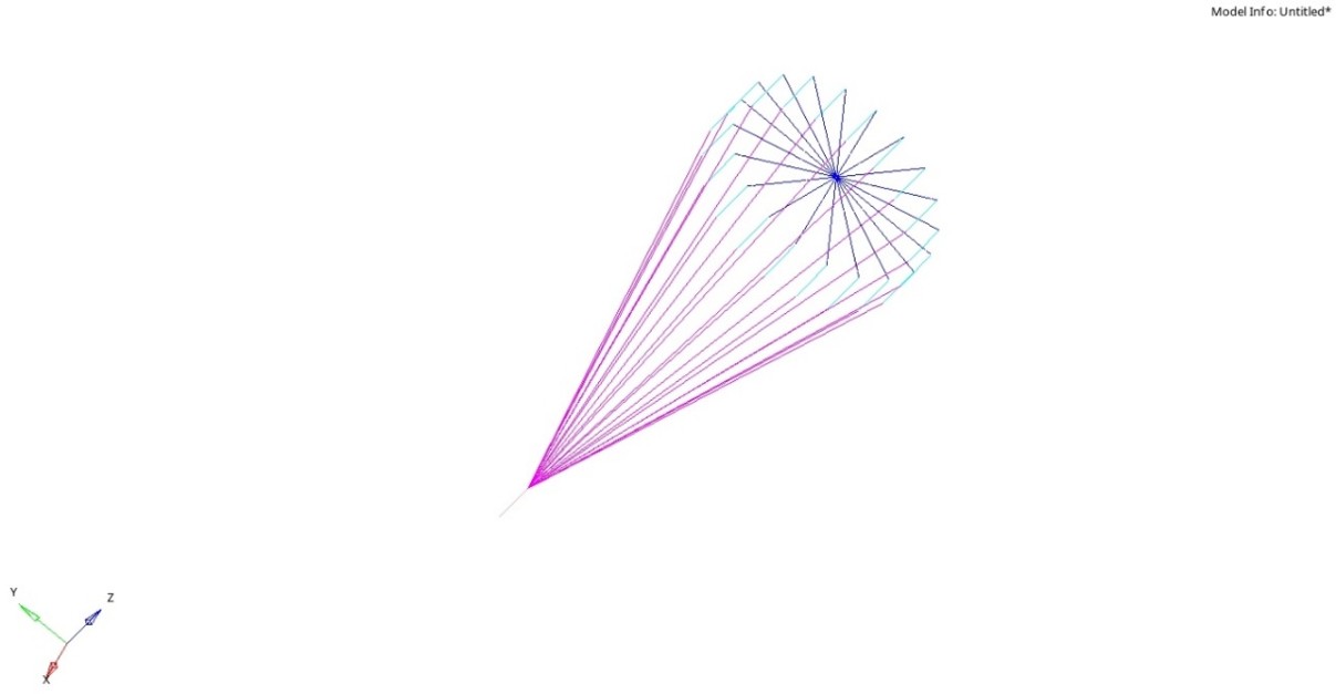 Suspension cables modeled as discrete beam elements